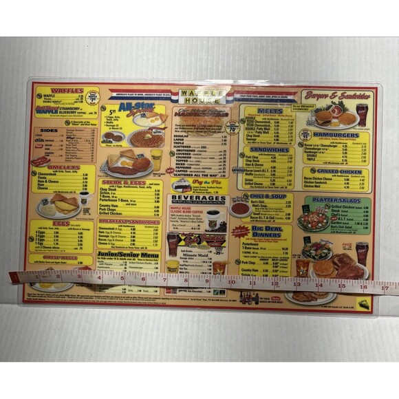 2003 Laminated Waffle House 11” x 16.5” Menu Vintage Double Sided Nostalgia - Picture 3 of 5
